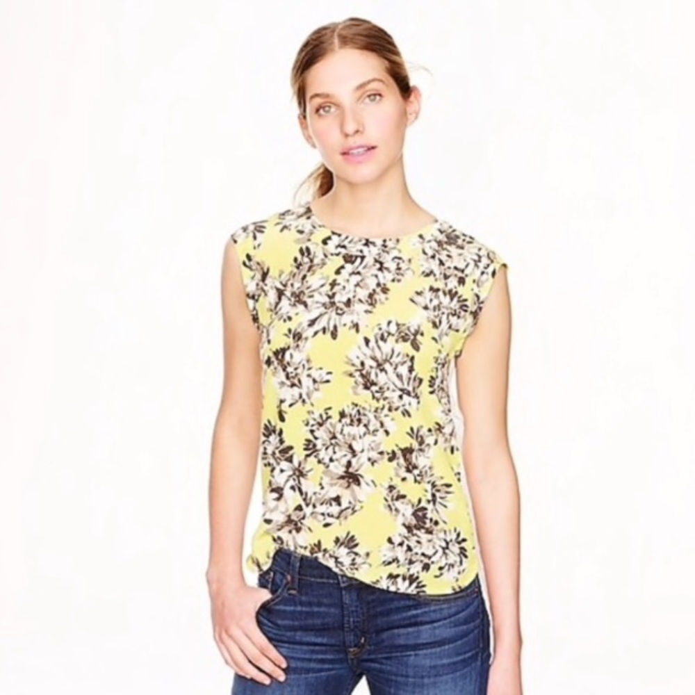 J.Crew Sleeveless drapey top in photo floraleyelet